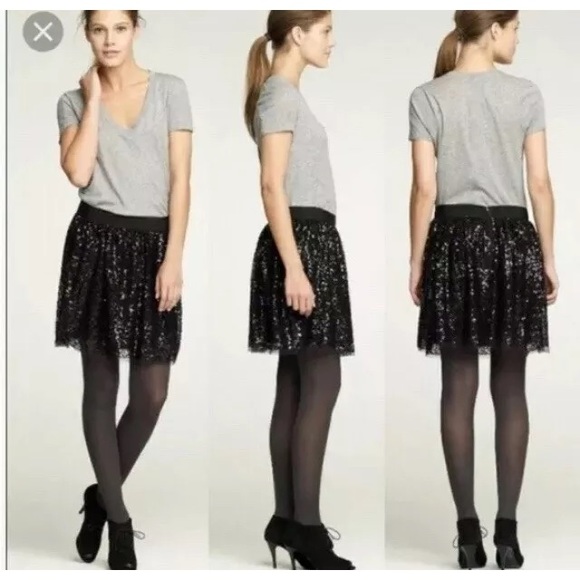 J Crew Starry Night Black Sequin Mini Skirt 6 S - Picture 5 of 5